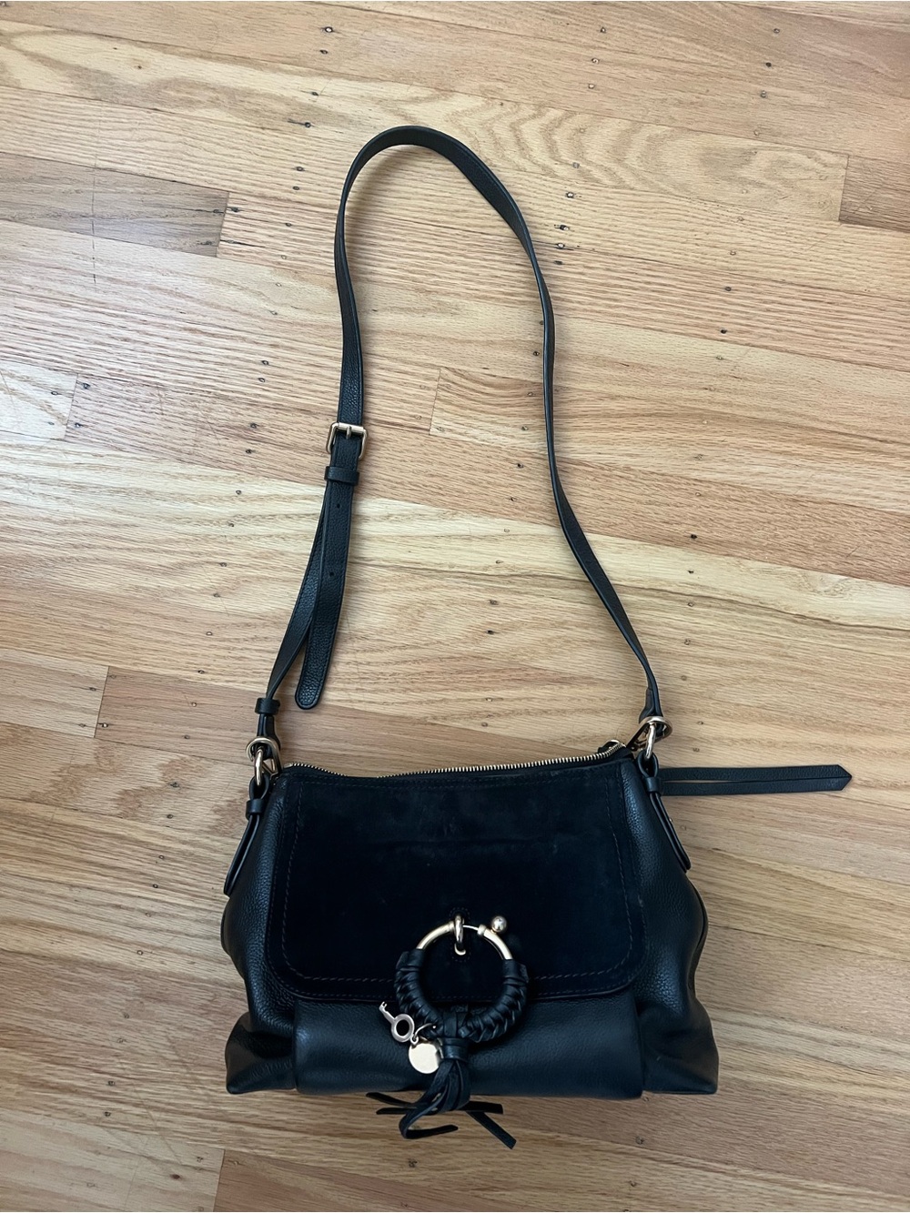 See By Chloé Black Joan Leather Ring-Tassel Shoulder Bag $495 - Picture 5 of 9